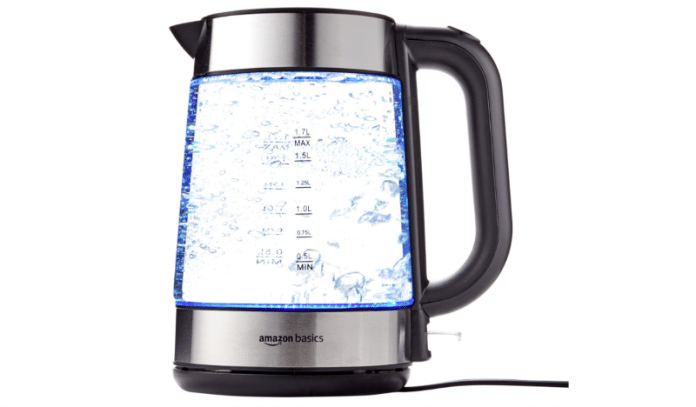 Amazon Basics Electric Glass and Steel Hot Tea Water Kettle